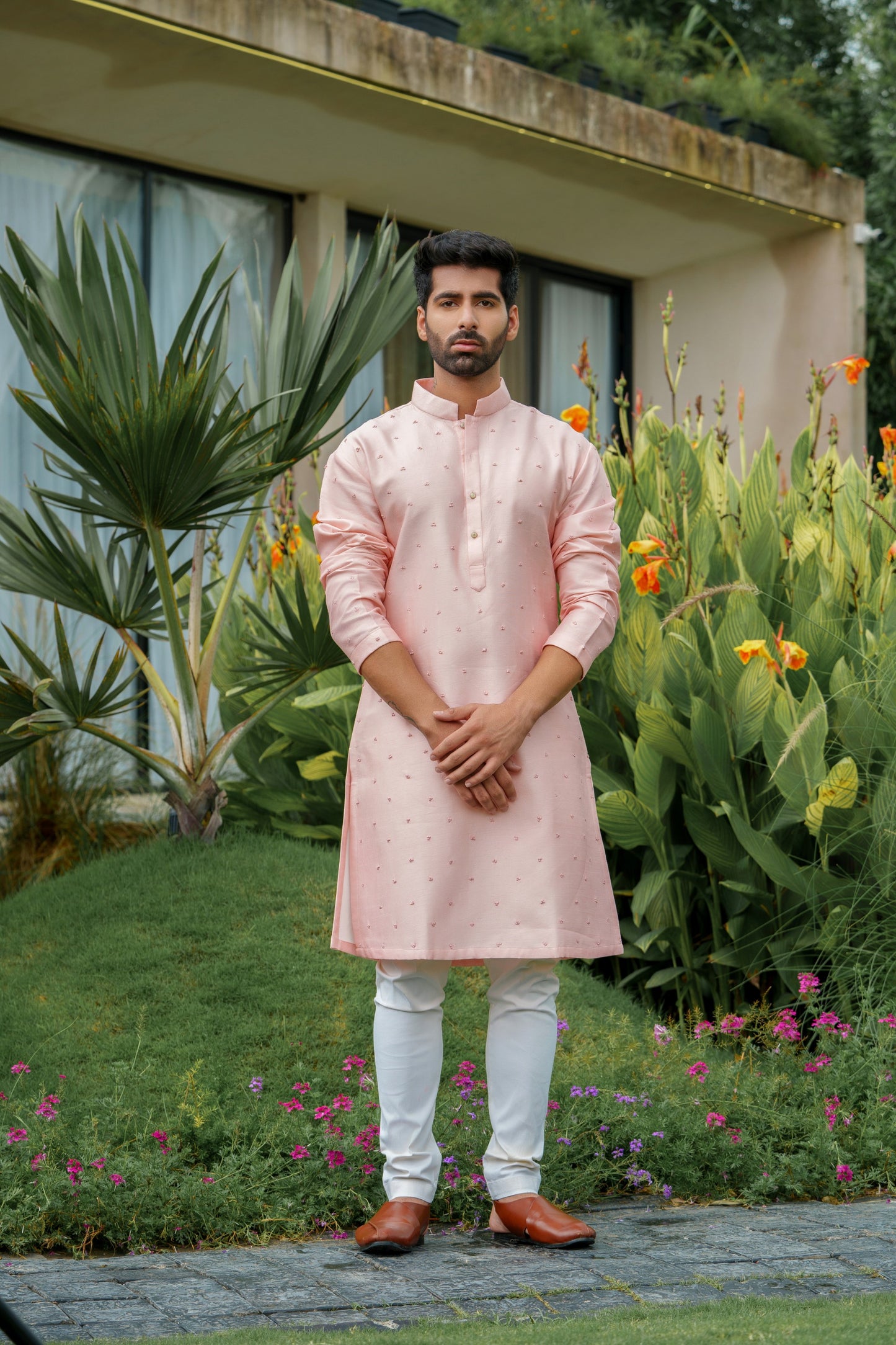 Peach Armour Kurta Set