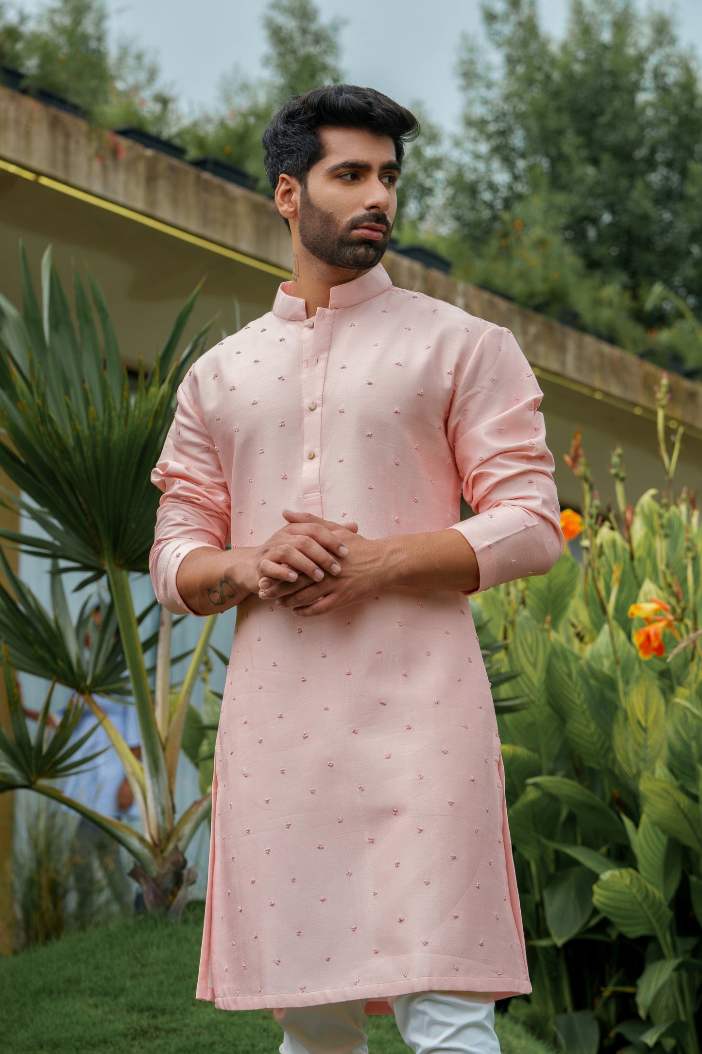 Peach Armour Kurta Set