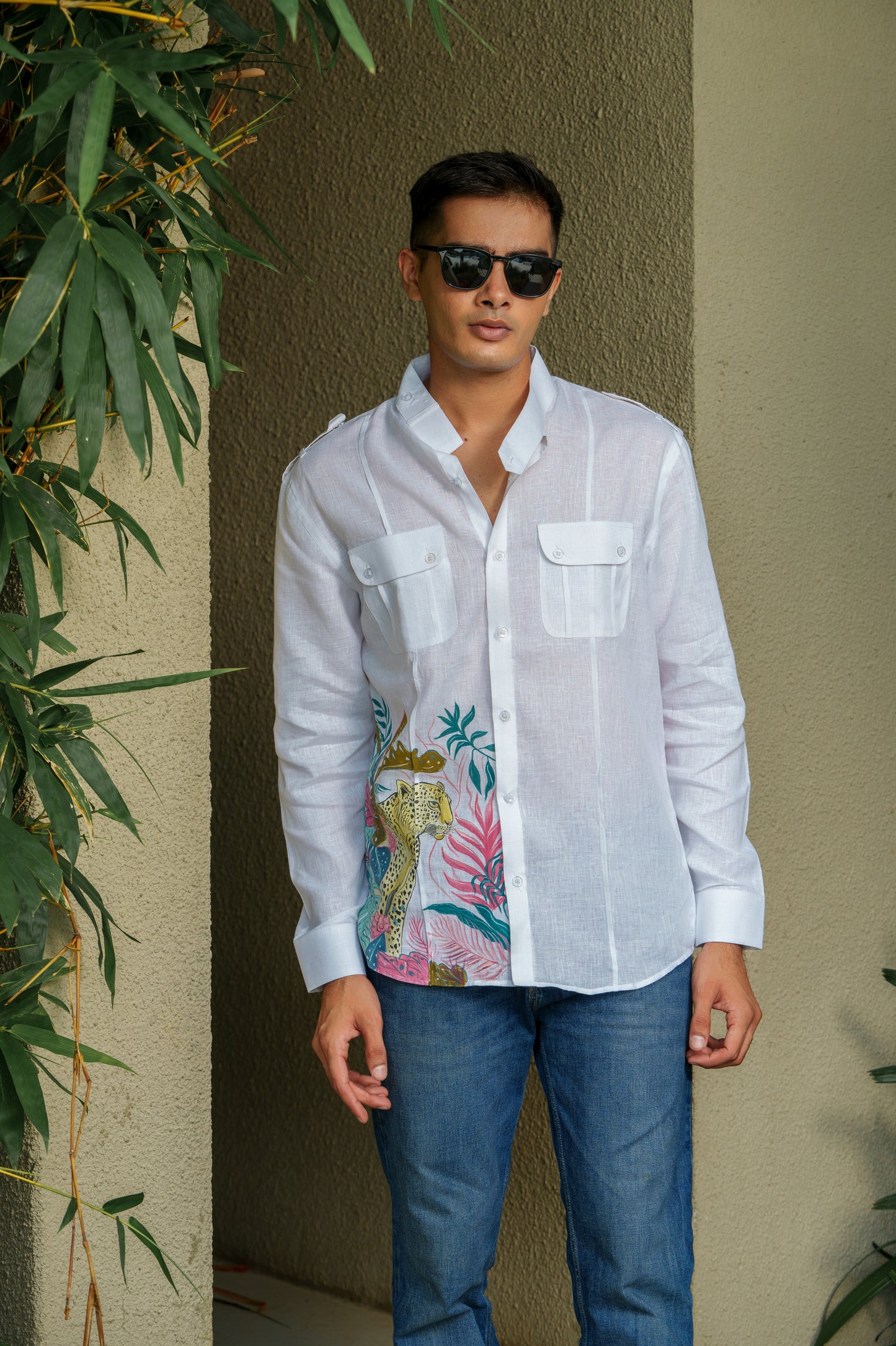 White, Linen Hand-painted shirt