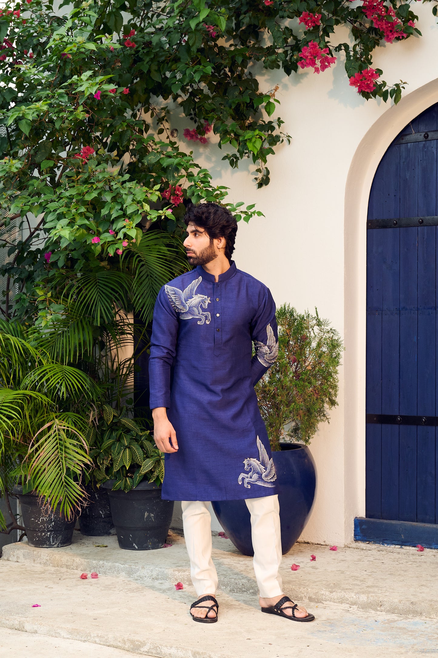 Blue Hand Painted Kurta Set