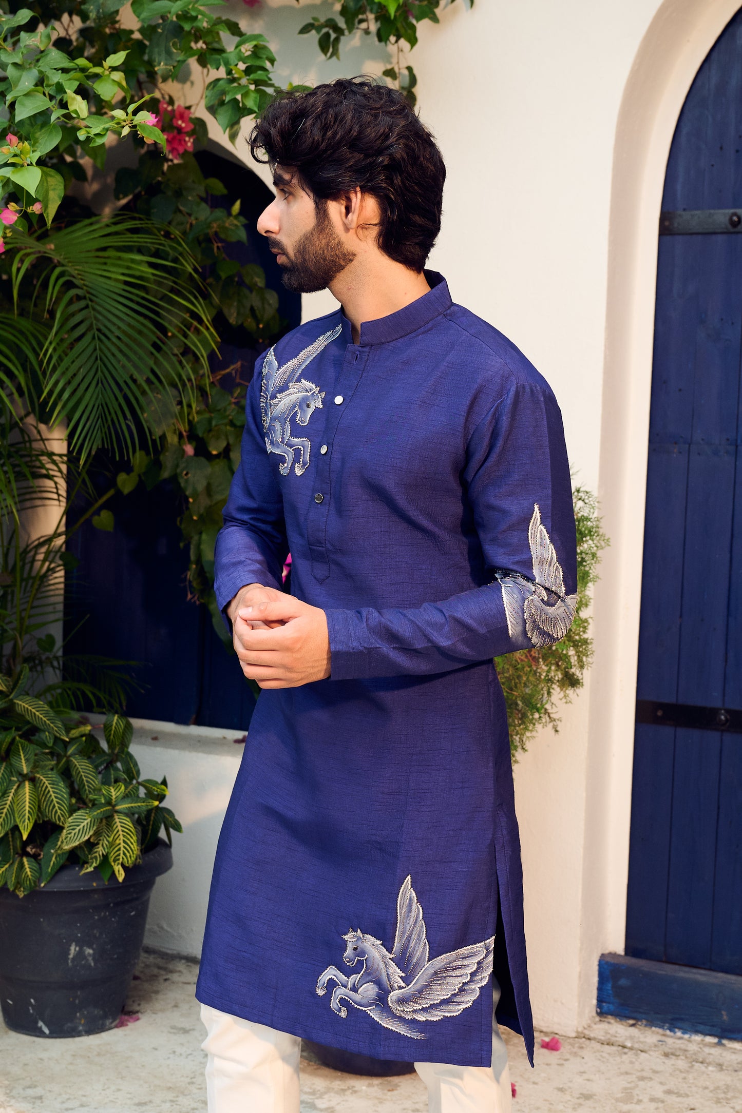 Blue Hand Painted Kurta Set