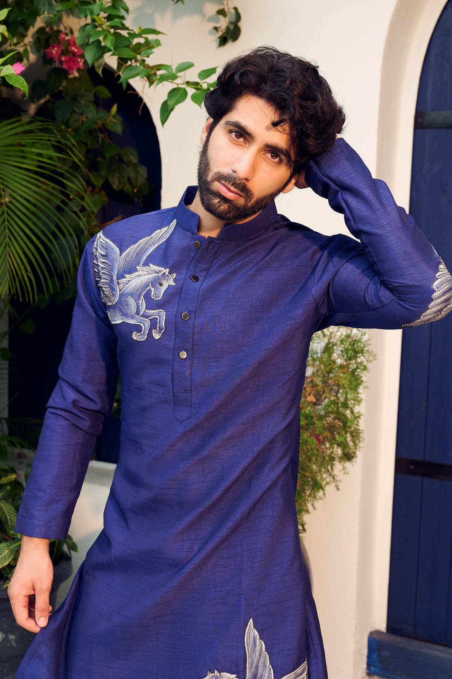 Blue Hand Painted Kurta Set