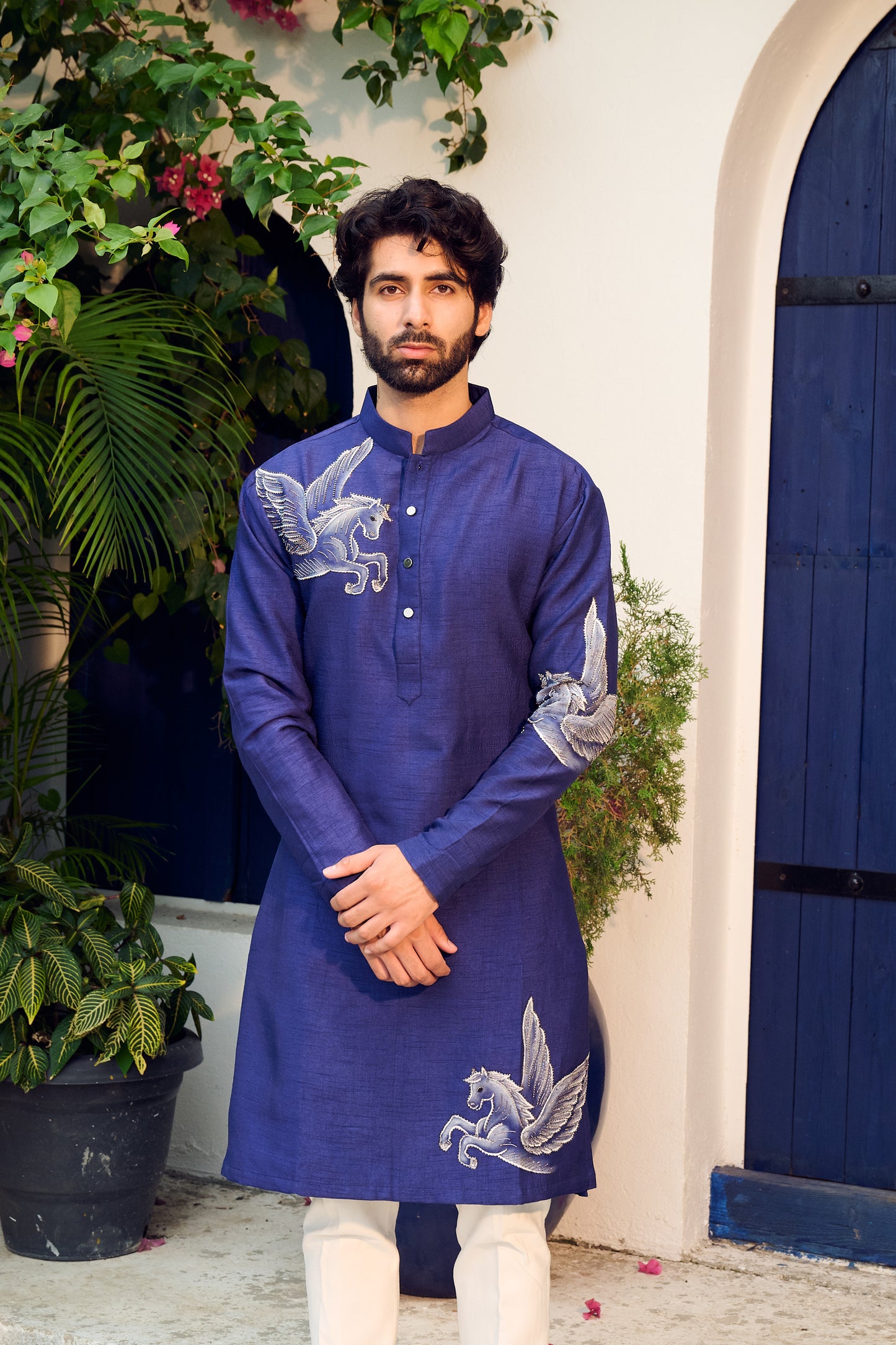 Blue Hand Painted Kurta Set