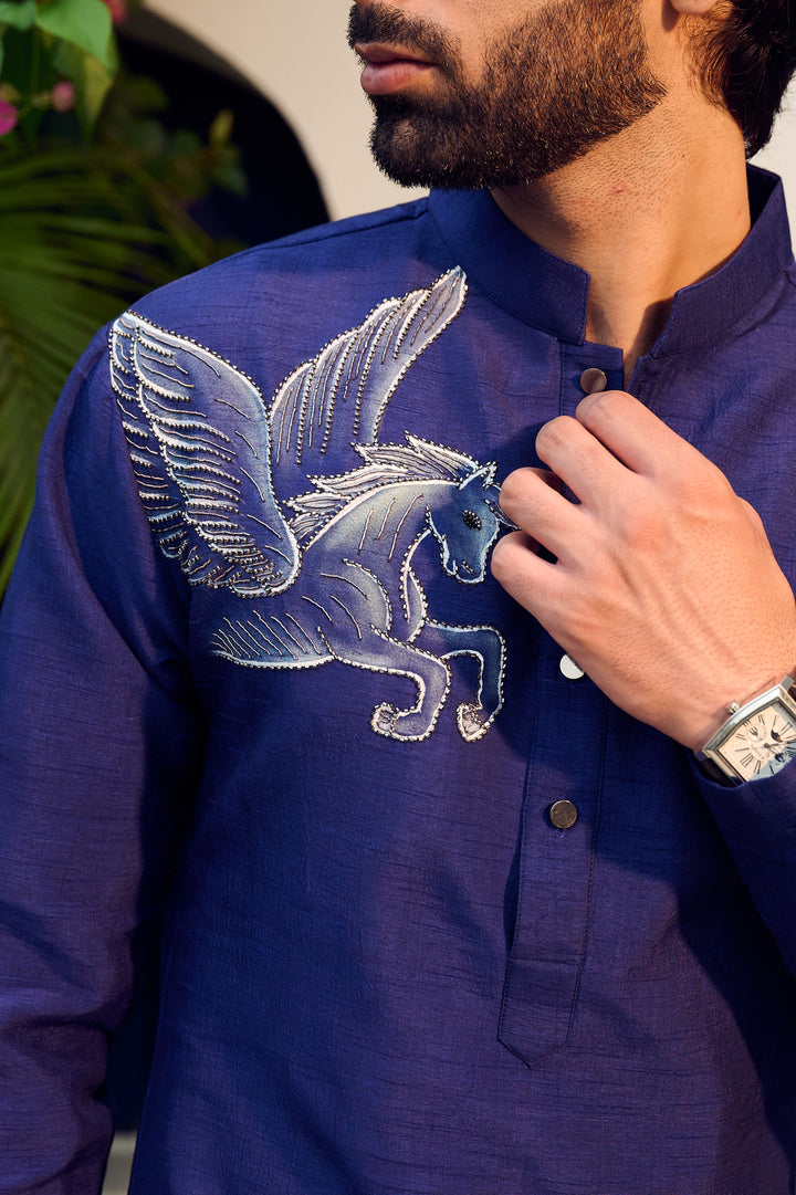 Blue Hand Painted Kurta Set