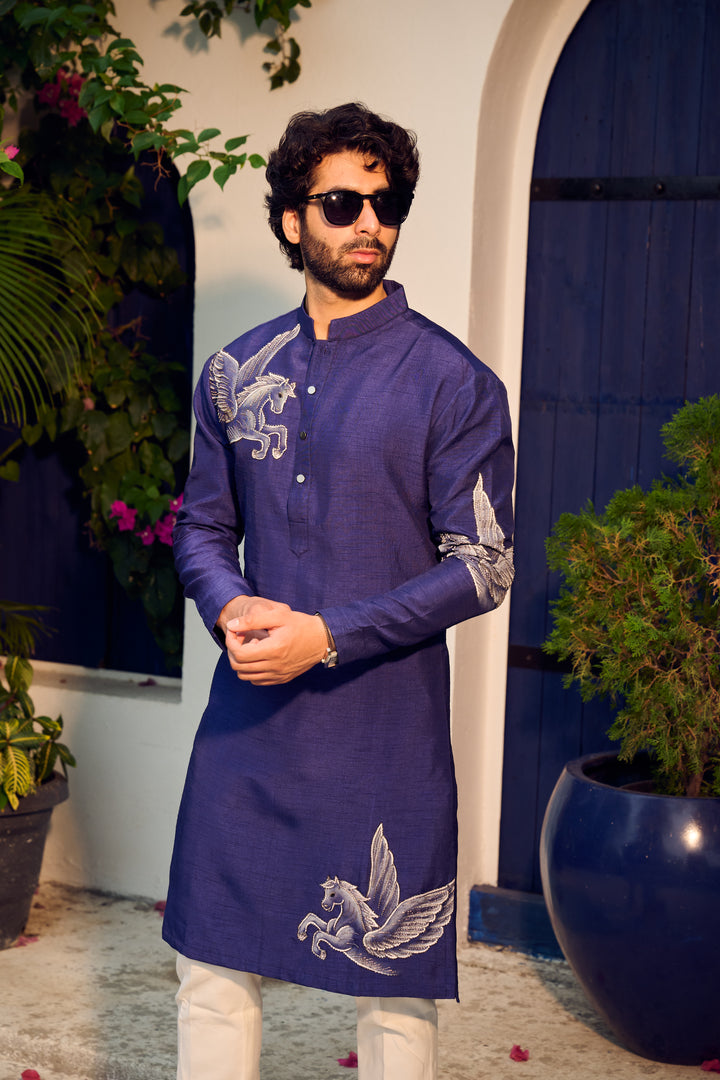 Blue Hand Painted Kurta Set