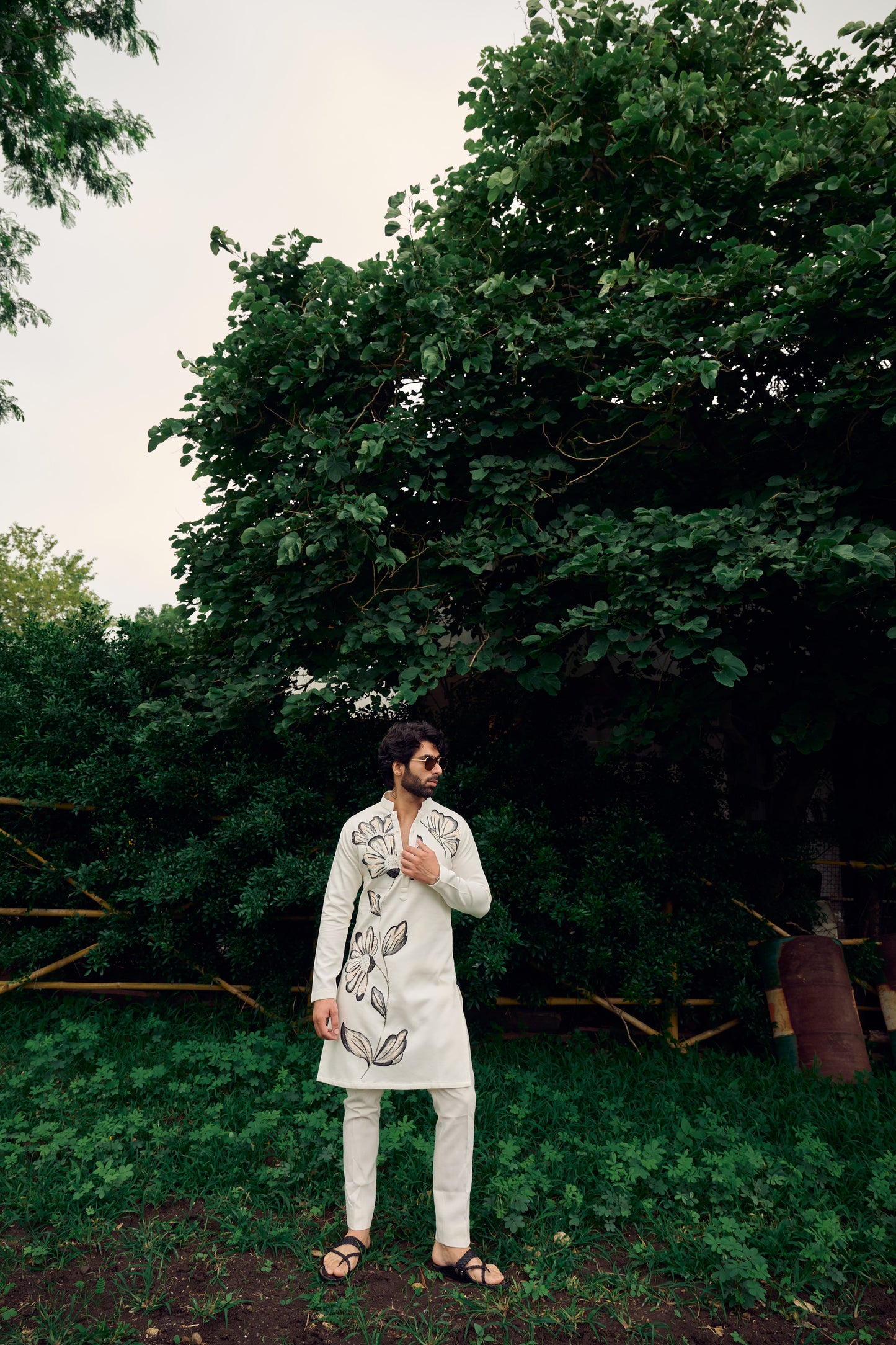 Ivory Noir Hand Painted Kurta