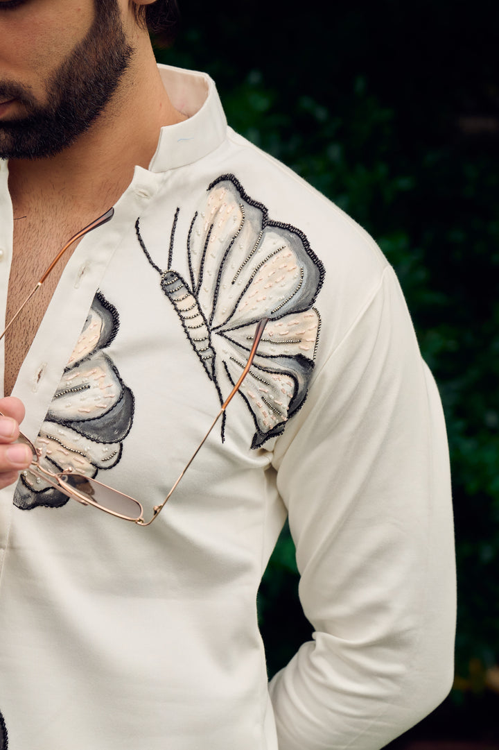 Ivory Noir Hand Painted Kurta