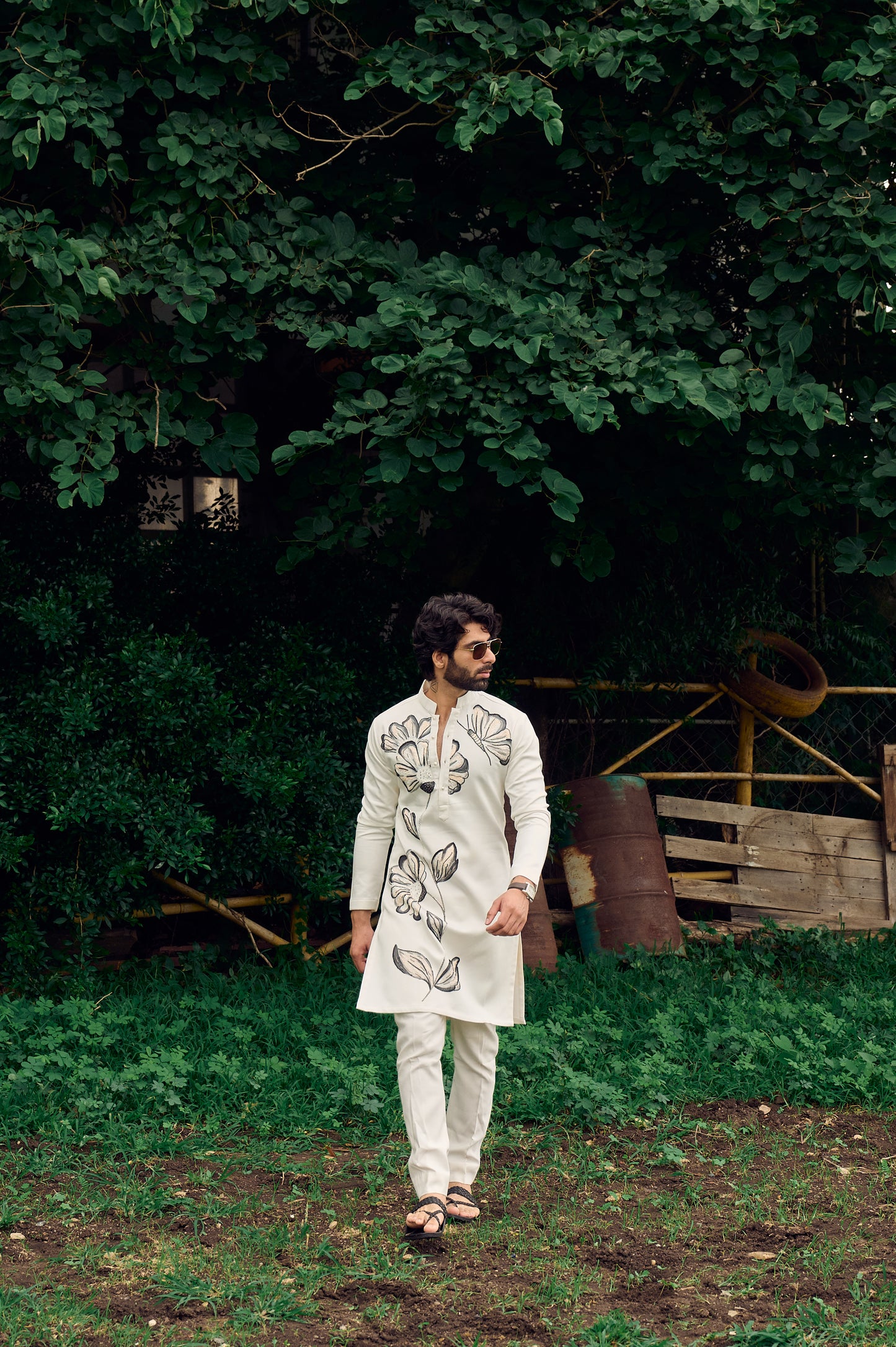Ivory Noir Hand Painted Kurta