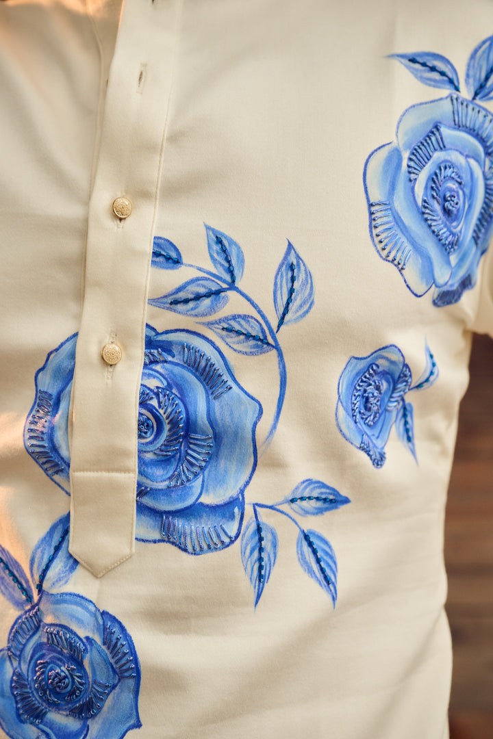 Elysian Blue Rose Kurta Set