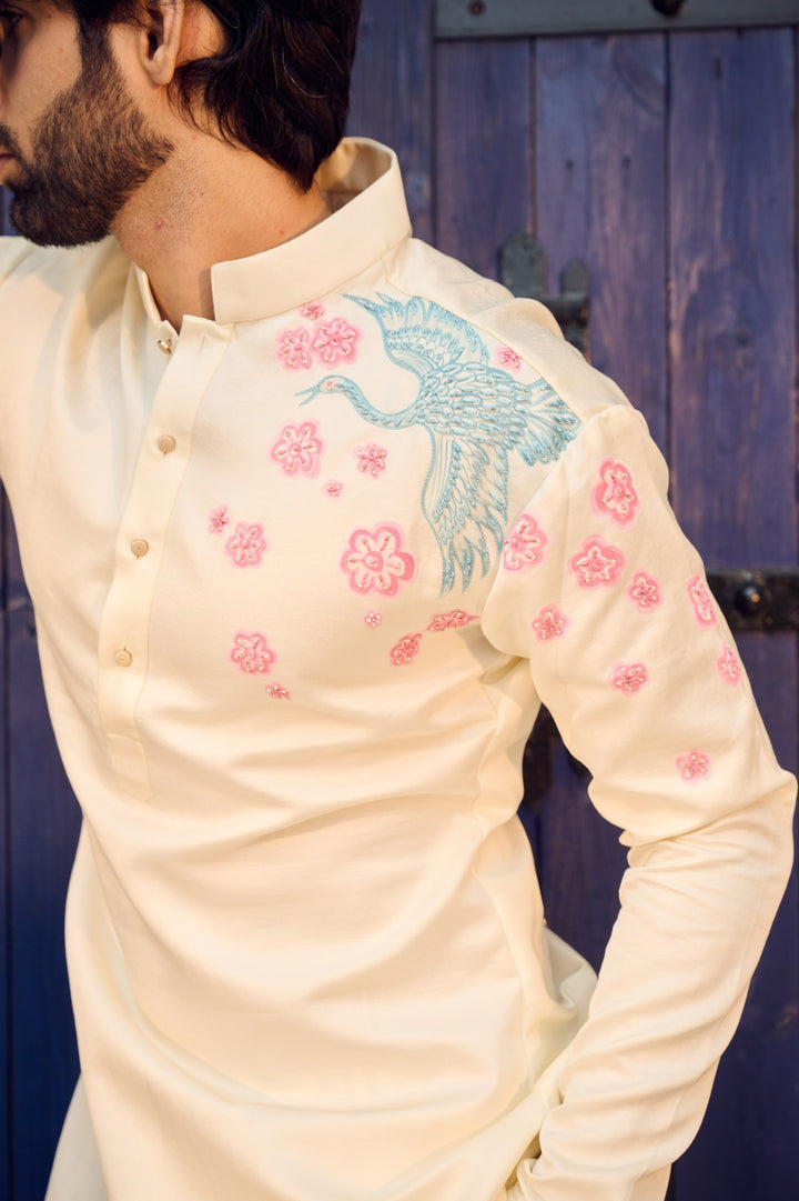 Ivory Blossom Hand painted Kurta Set