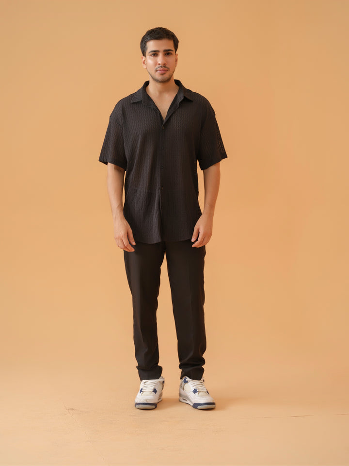 Black Knitted Cuban shirt