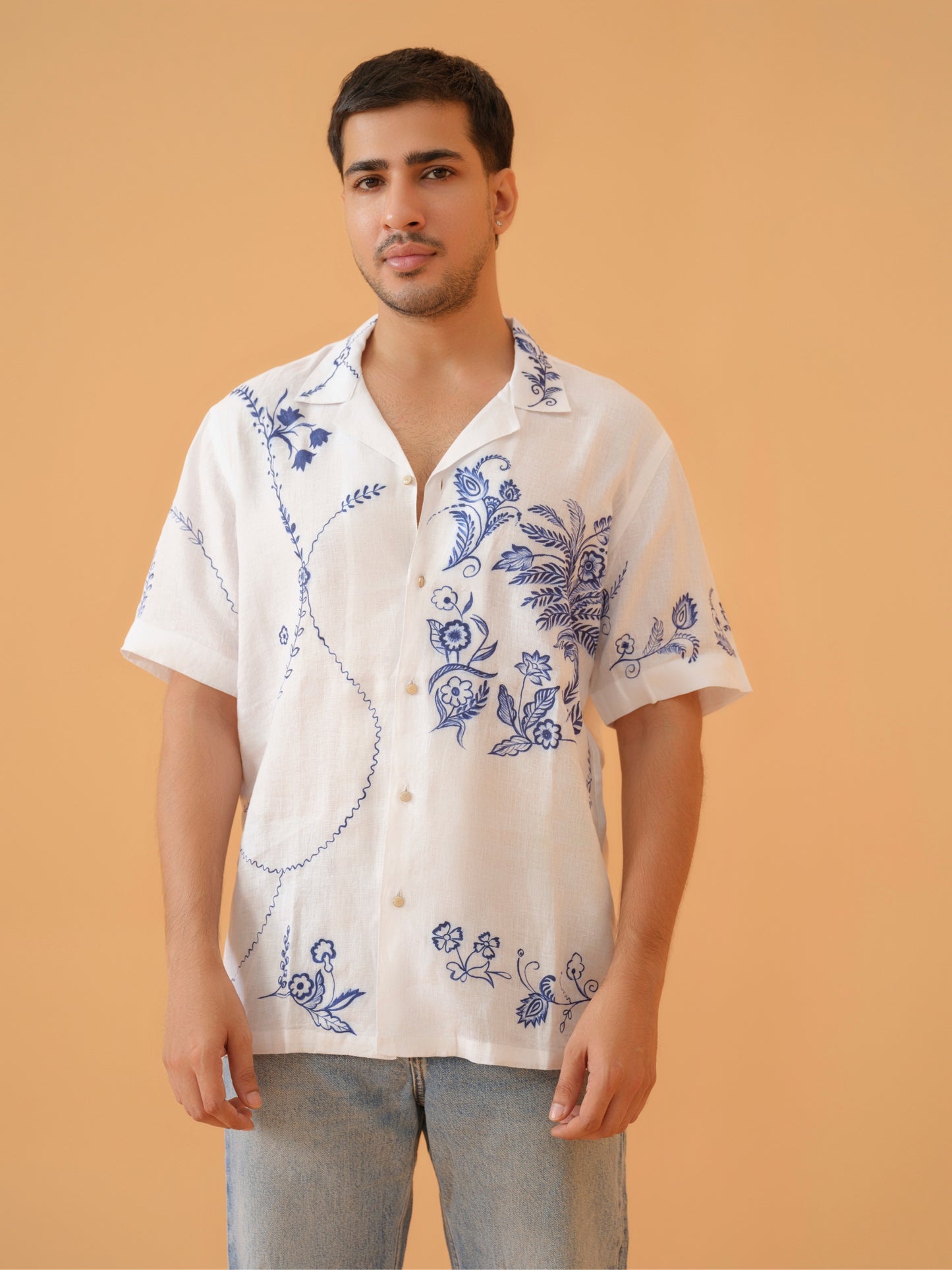 Ivory linen Cuban shirt