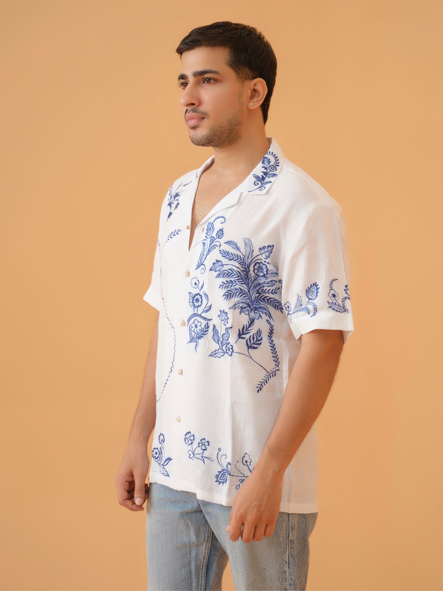Ivory linen Cuban shirt