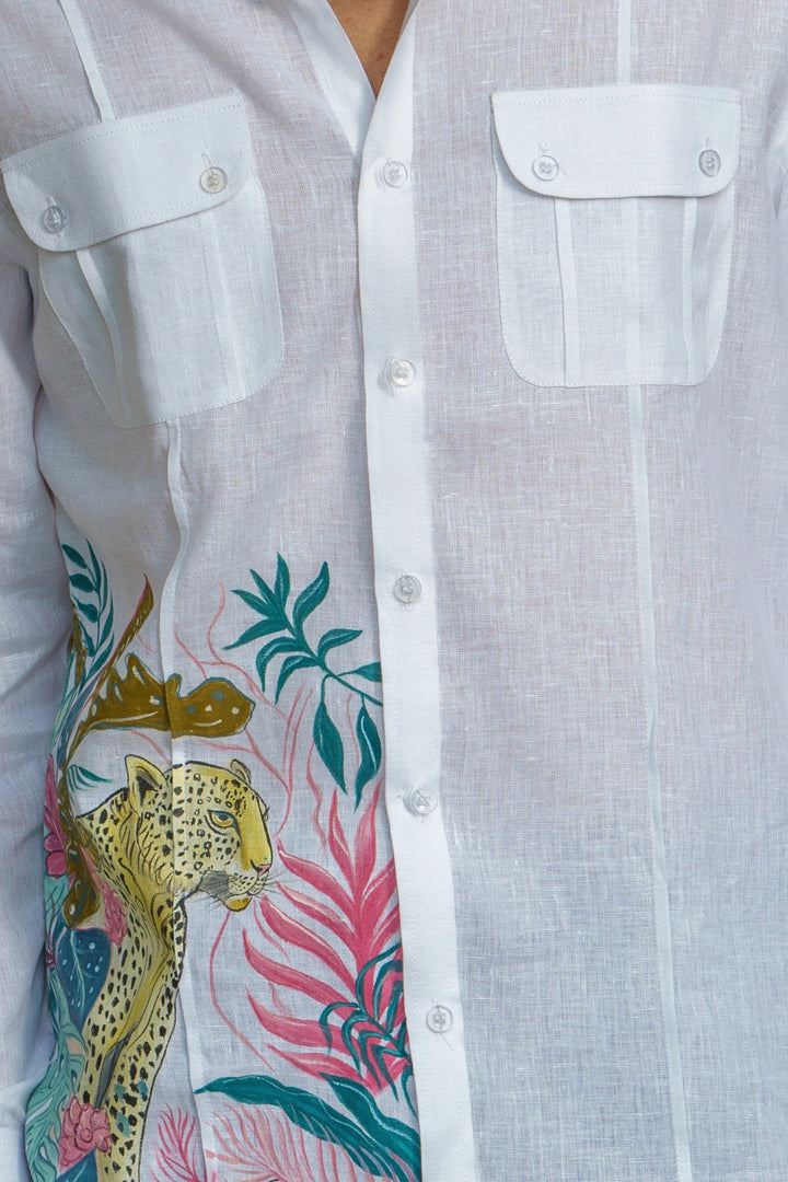 White, Linen Hand-painted shirt