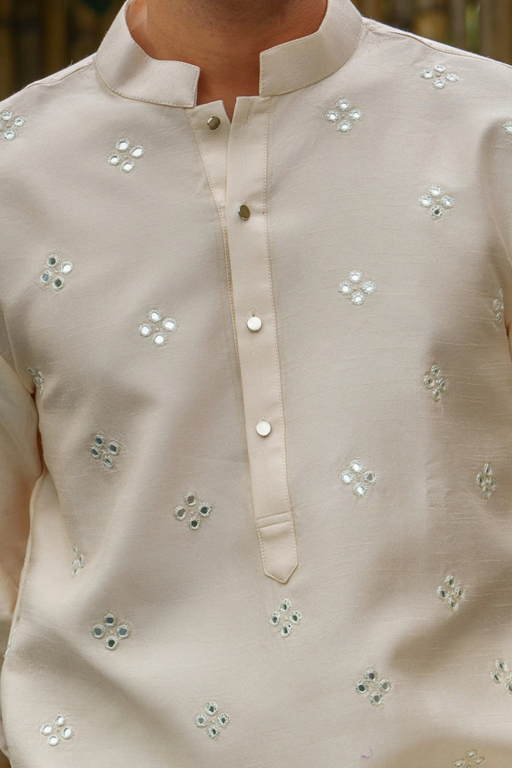 Peach Mirror work Kurta Set