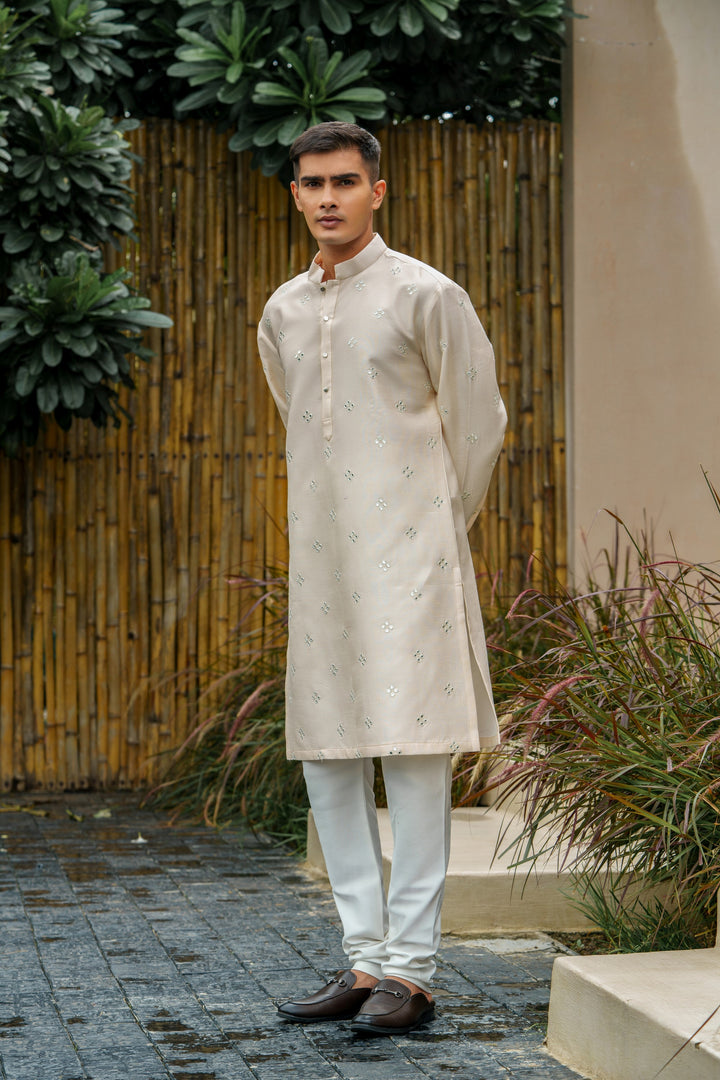 Peach Mirror work Kurta Set