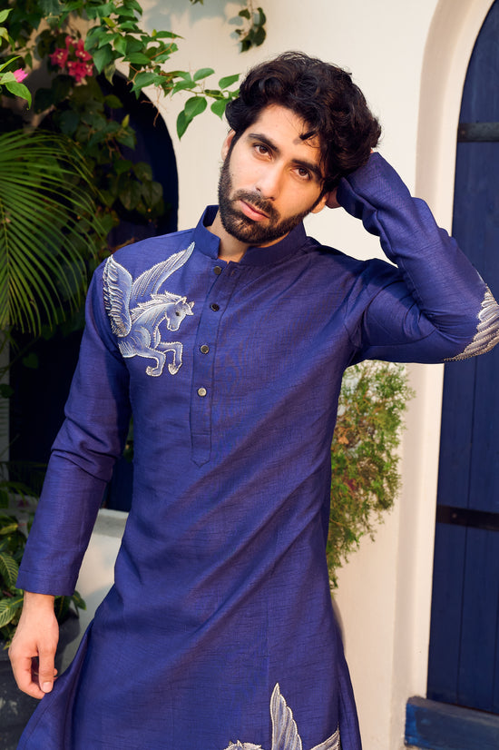 Blue Hand Painted Kurta Set