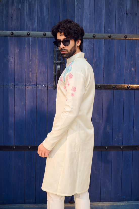 Ivory Blossom Hand painted Kurta Set
