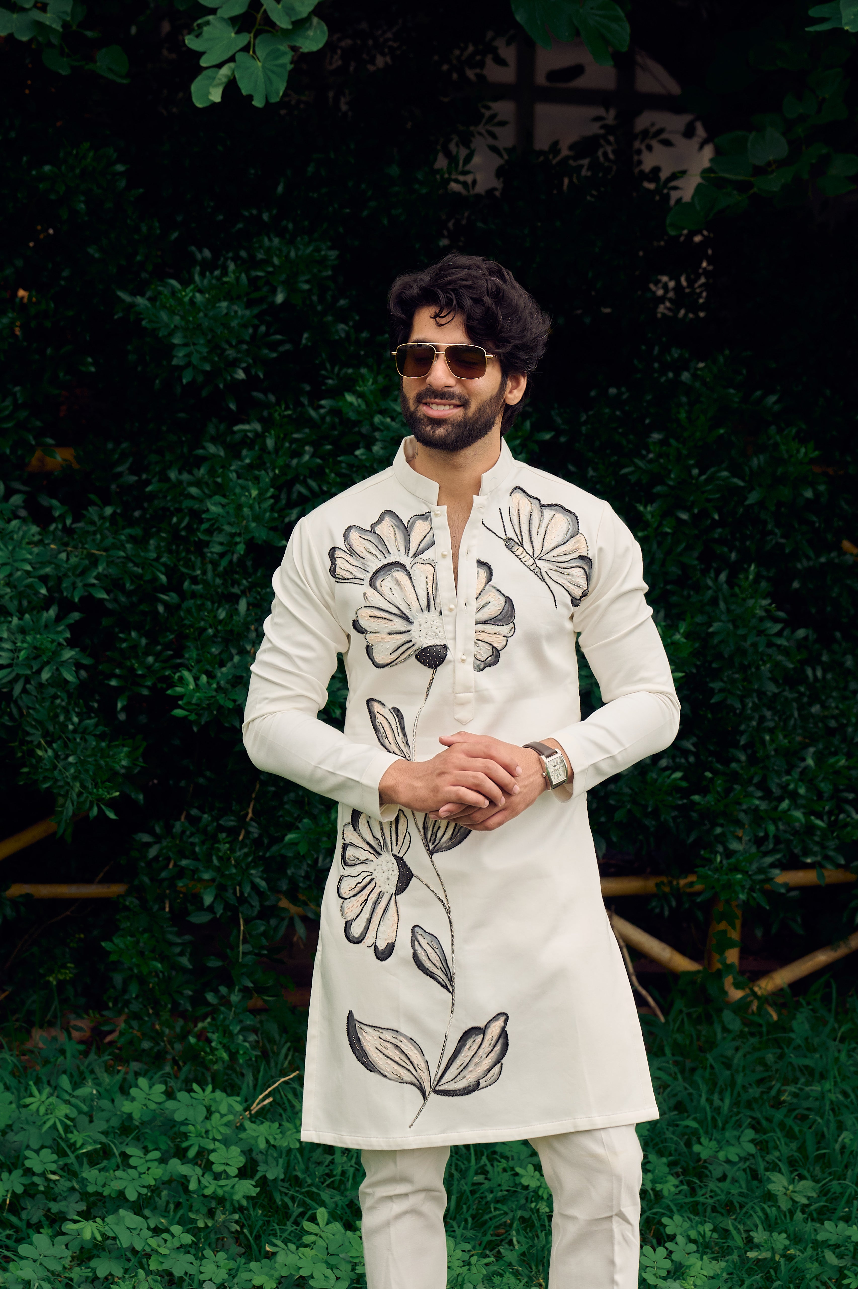 Ivory Noir Hand Painted Kurta
