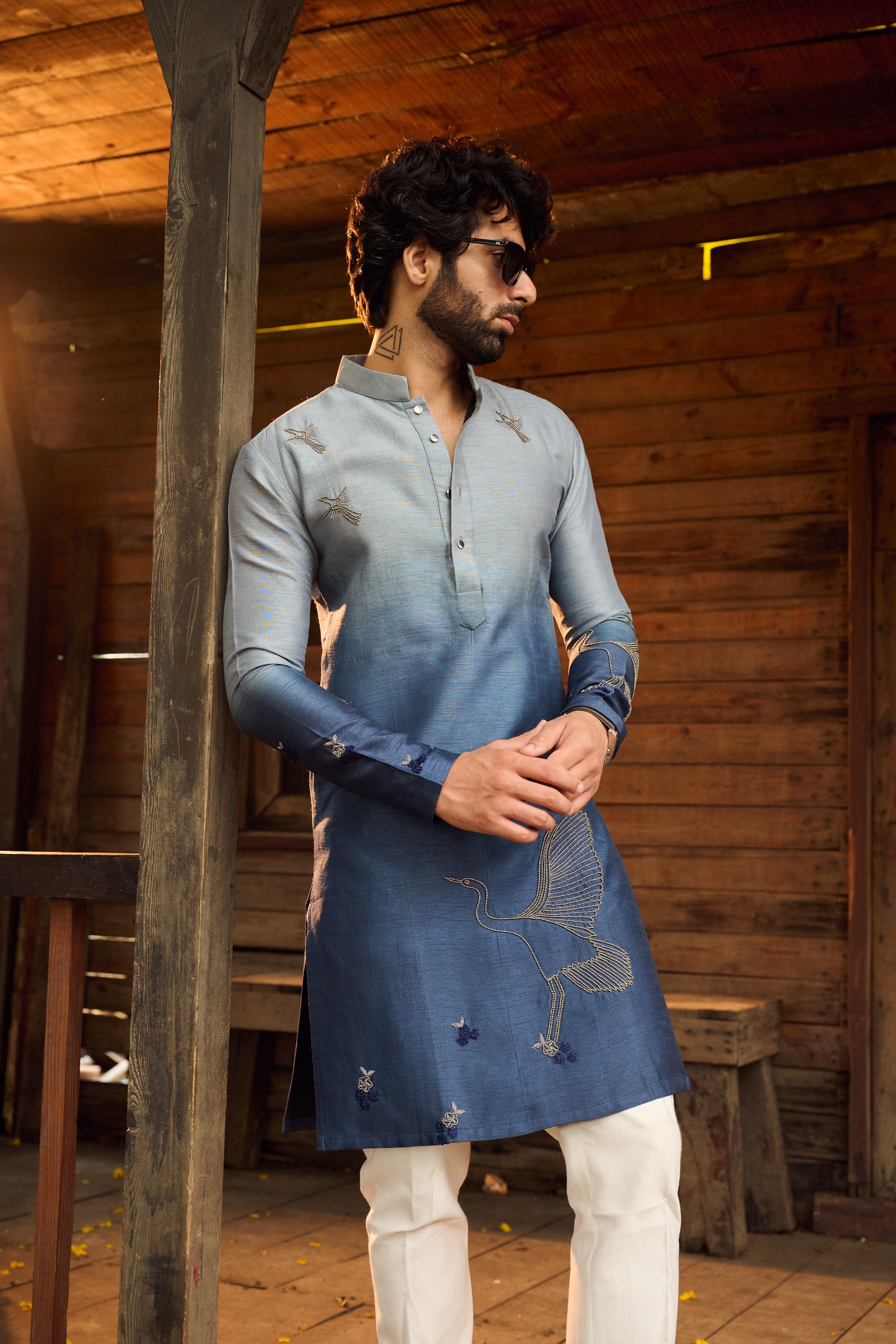 Elysian Blue Rose Kurta Set