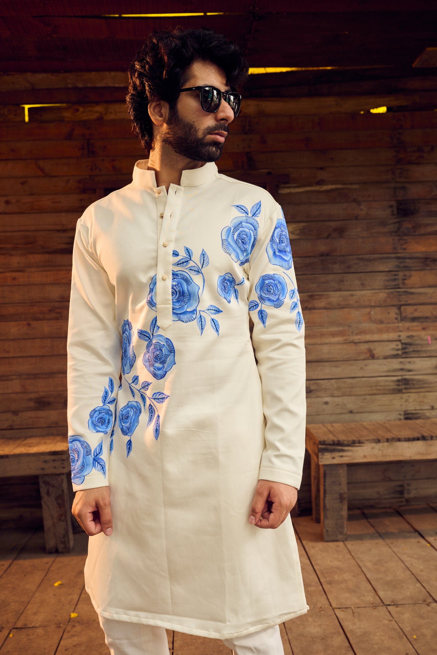 Elysian Blue Rose Kurta Set