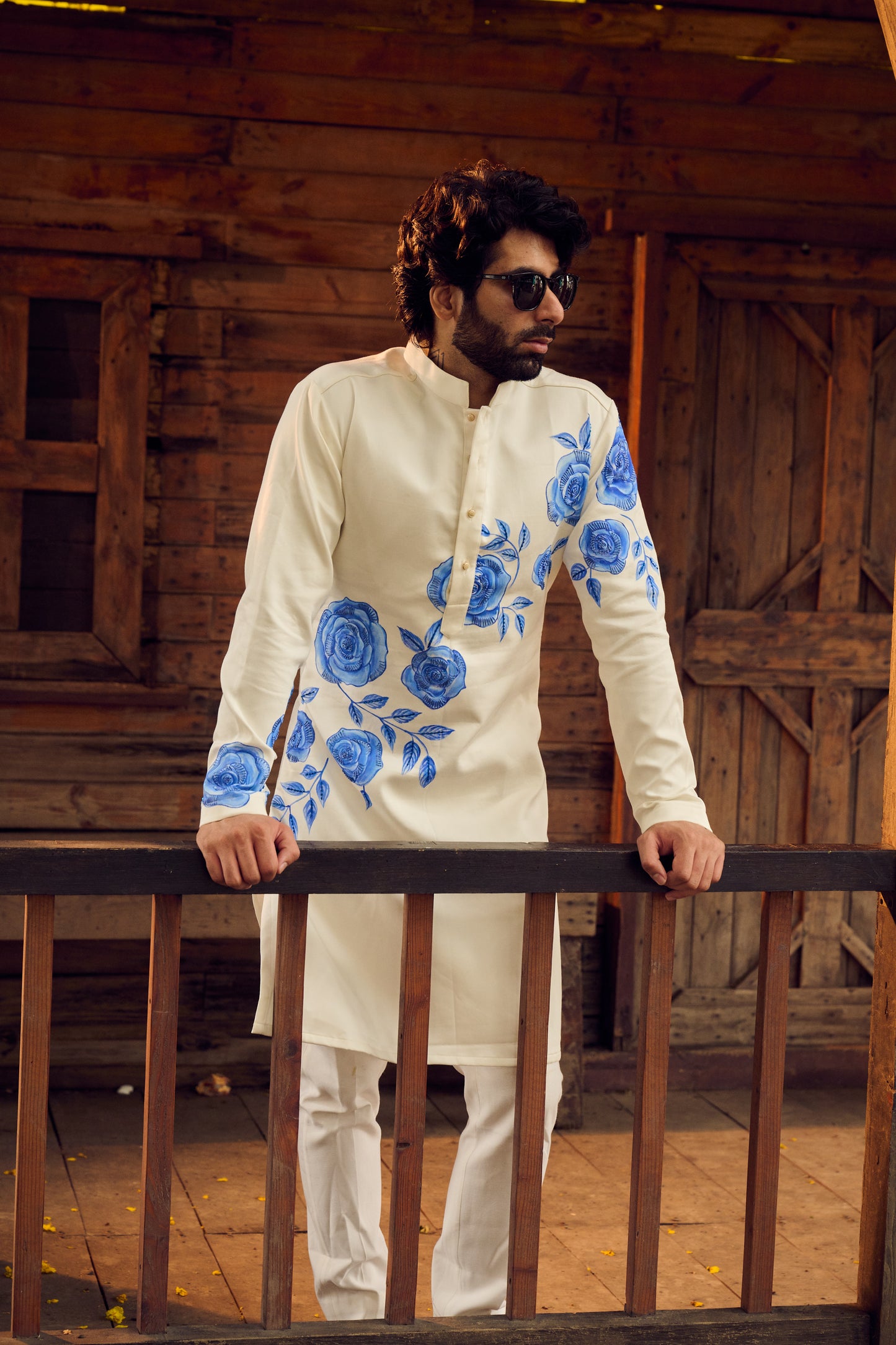 Elysian Blue Rose Kurta Set