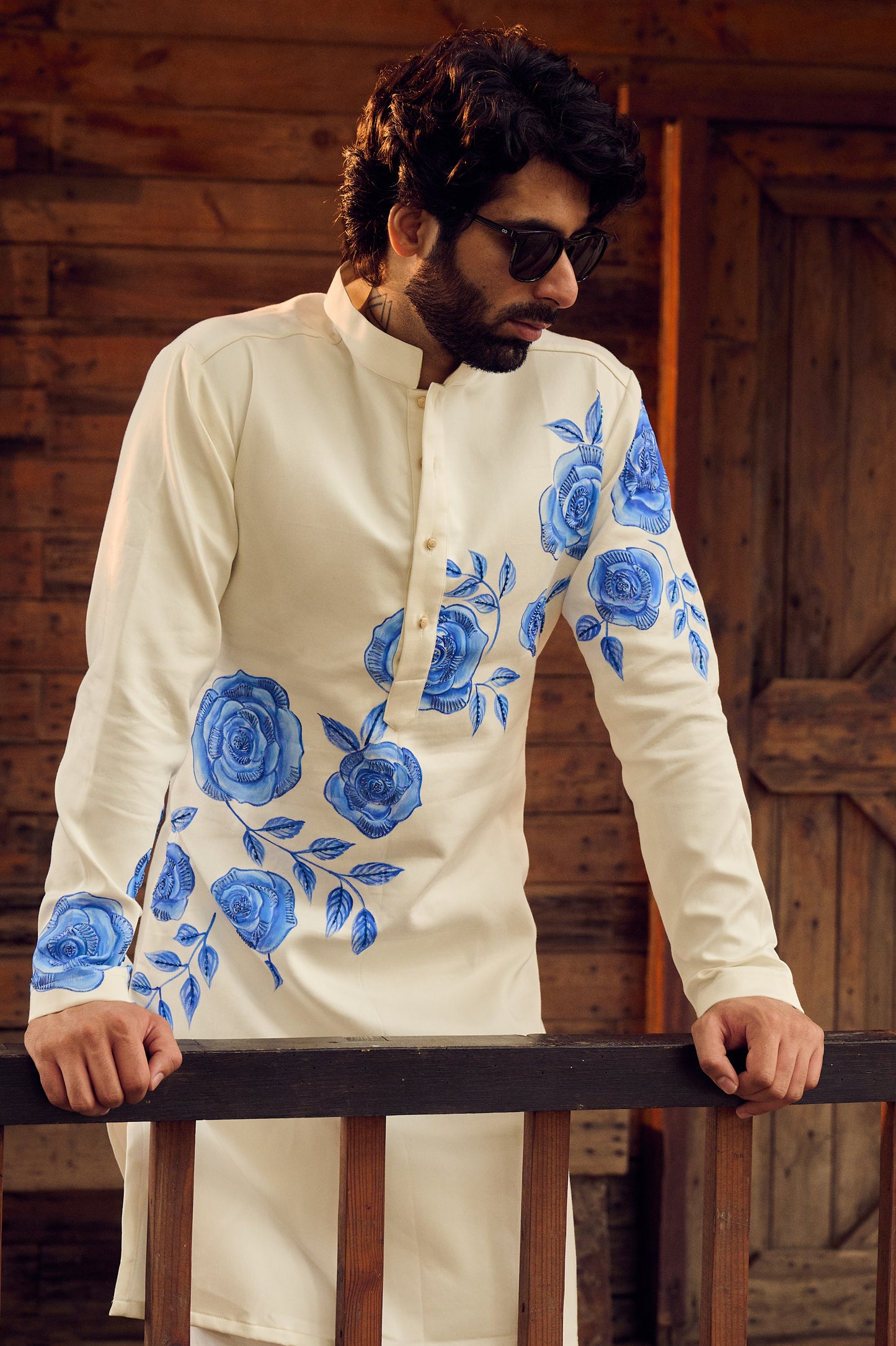 Elysian Blue Rose Kurta Set